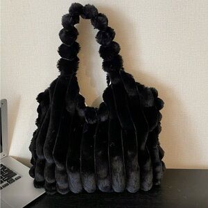 Elegant Black Faux Fur Handbag